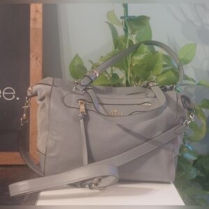 Coach Gray Shoulder Bag with Gold Accents